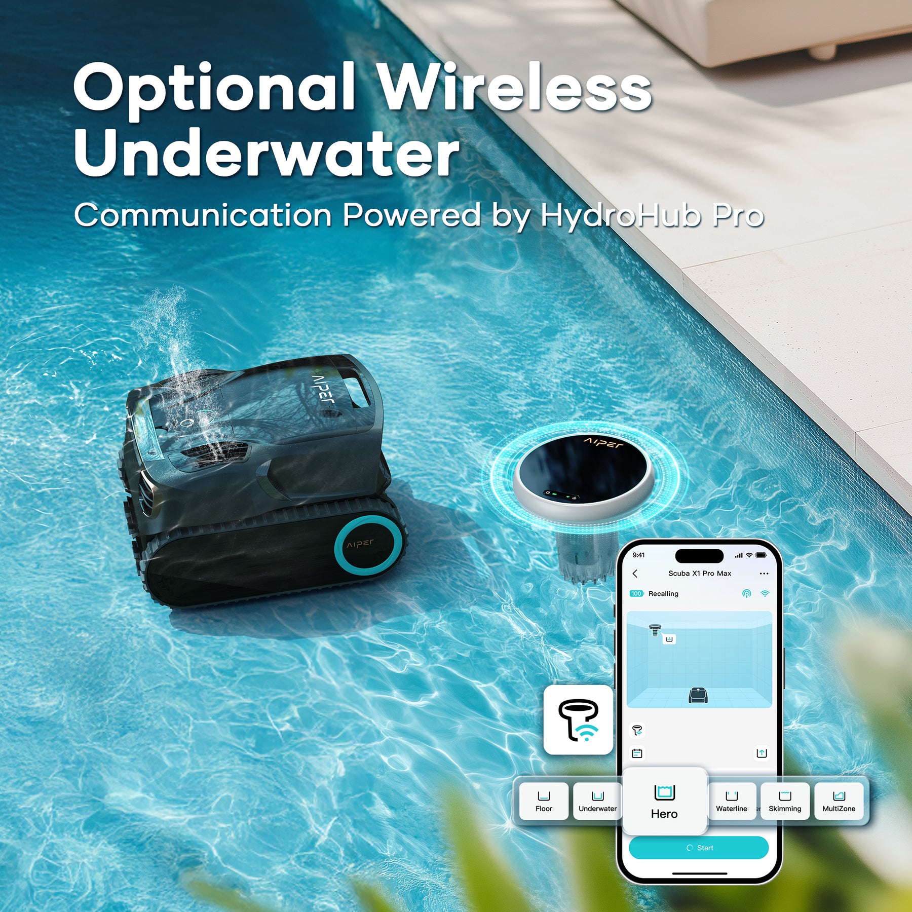 Aiper Scuba X1s Pro Max Cordless Robotic Pool Cleaner & HydroComm Pure Bundle (Coming Soon)