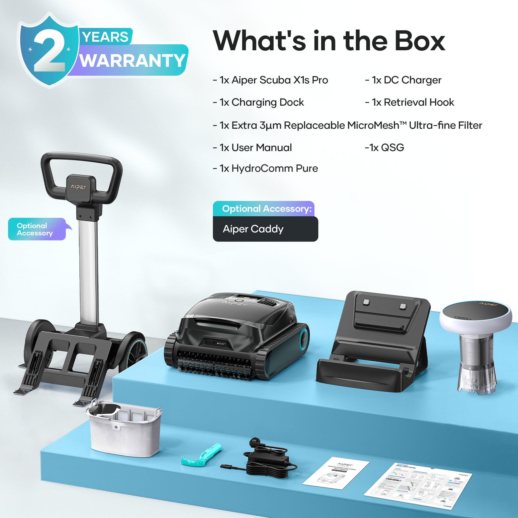 Aiper Scuba X1s Pro Cordless Robotic Pool Cleaner & HydroComm Pure Bundle (Coming Soon)