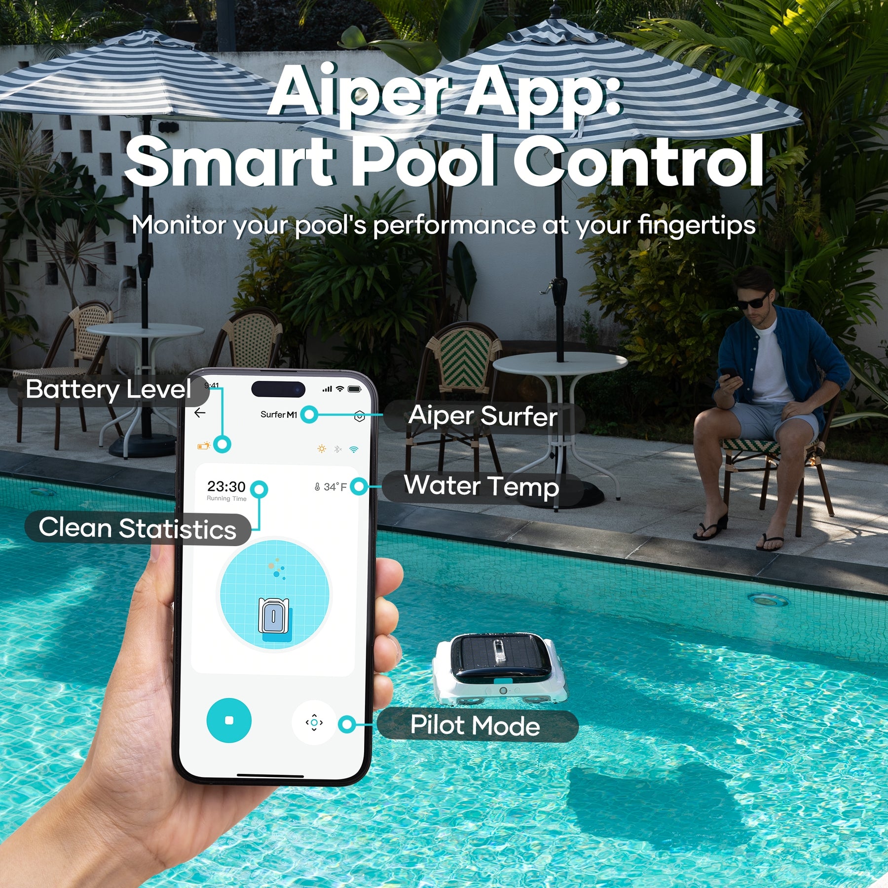 Aiper Surfer M1 Cordless Robotic Pool Skimmer